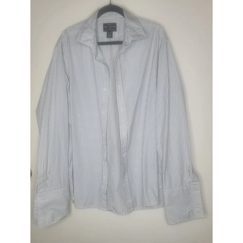 Polo Ralph Lauren Jeans‎ Co Mens XXL Button Down Shirt Striped French Cuff White